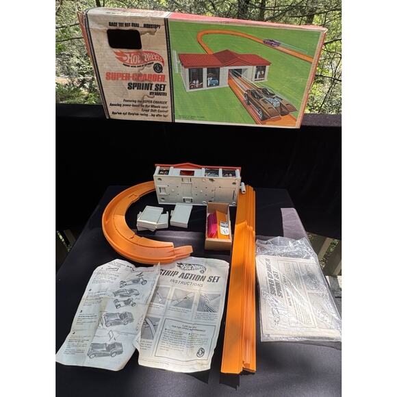 1968 Mattel Hot Wheels Super Charger Sprint Set RARE! In Box! Works Great!